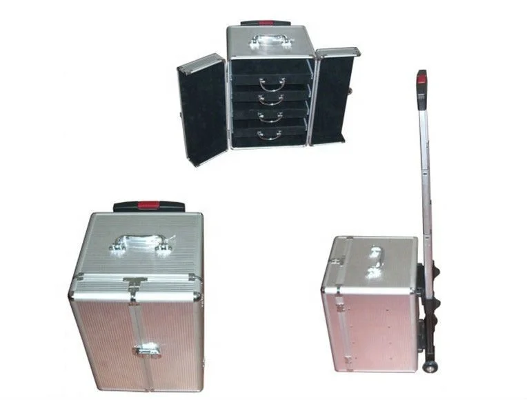 1000PC large aluminum poker chip wheels trolley case