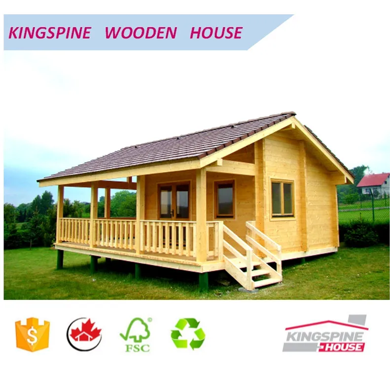 Wooden Log Cabin Prefabricated Wood House With Terrace Low Cost