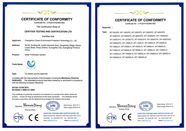 CE certified industrial reverse osmosis drinking water system for water treatment