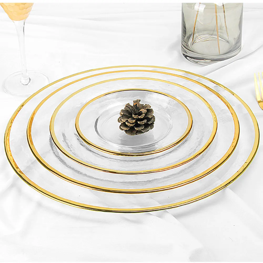 Wholesale Clear Glass Charger Plates With Gold Rim Buy Glass Plate