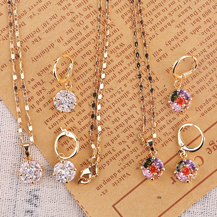 Hot Fashion Color Stone Gold Plated African Gl Jewelry Sets Buy