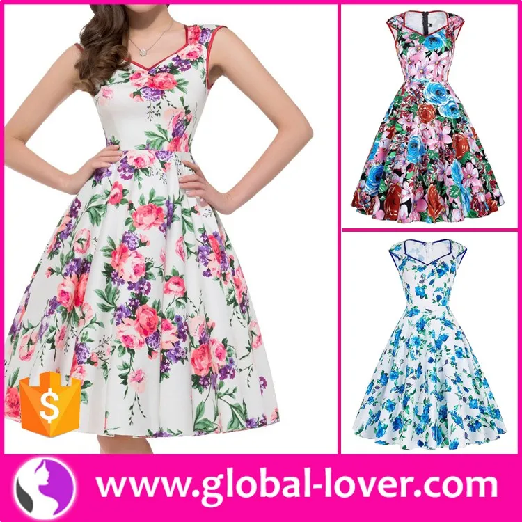 Grosir Wanita Payung Cut Colorful Floral Dress Dubai Mode