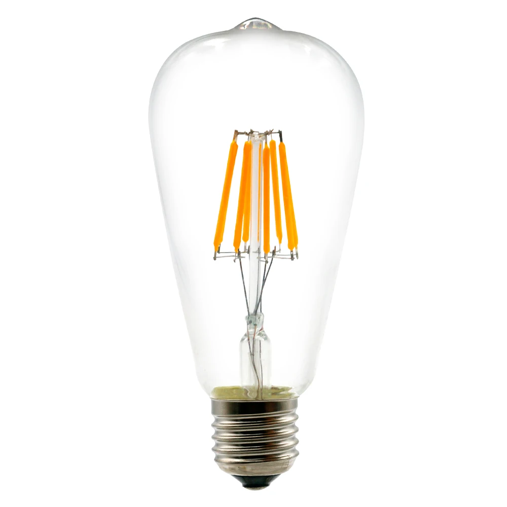 super bright dimmable 8W 800lm ST58/ST19 ST64/ST21 E26/E27 120V 230V Led filament bulb light for decoration