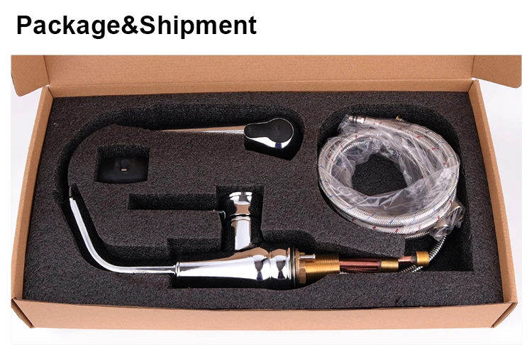 Brass deck mount kitchen bar sink faucet pull down