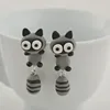 Fashion Cartoon Cat Two Parts Earrings Stud For Wholesale Cartoon Earrings