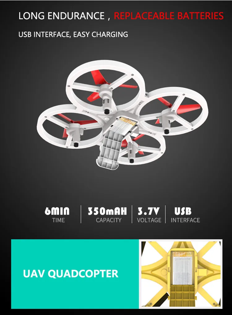 Gravity Sensor Watch Remote Control Ufo Hands Free Mini Drone And