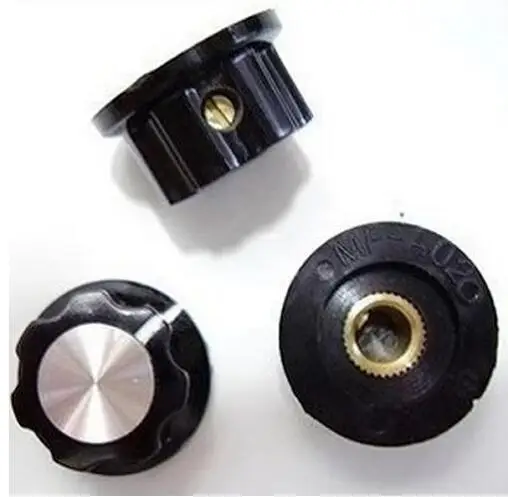 MF-A02 Black Control Knob 6mm Shaft 22.9mm