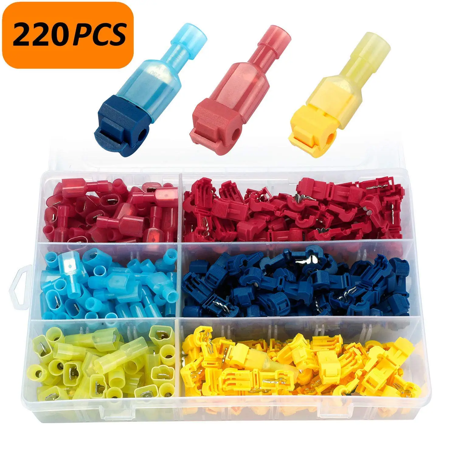 50 Pairs Terminal Connectors T-Tap Quick Disconnect Wire Connectors Self-stripping Insulated Connectors 22-18 Gauge Female Spade Connector Quick Splice Wire Terminal Kit Other Eyech 100Pcs