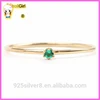 light weight siver1mm thin ring band with gold plated ring emerald