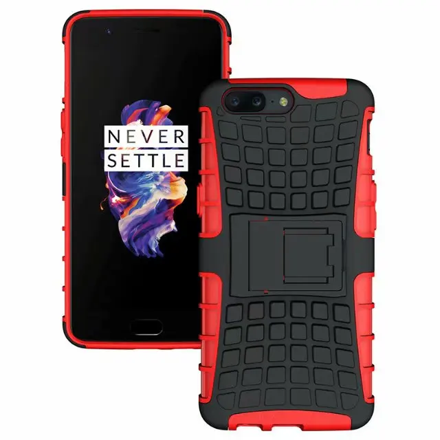 shockproof TPU+PC 2in1 tire pattern bracket cover phone case For 1+5 1+6