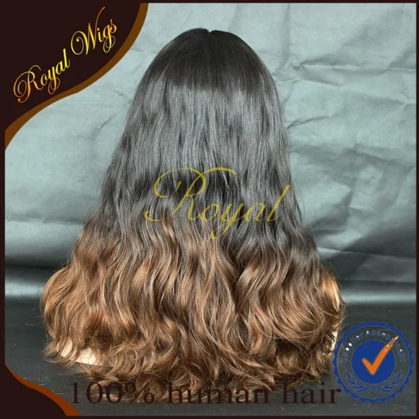 4 4 Silk Top Long Wavy Brazilian Ombre Blonde Human Hair Wigs For