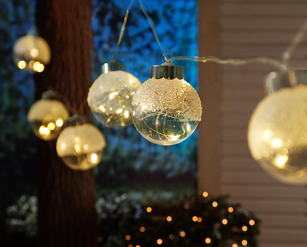 Hanging Christmas Battery Microdot Led Ball Lights Ornaments With