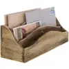 Dark Brown Vintage Style Postcard Design Wood Mail Sorter Desktop Office Supply Storage Box