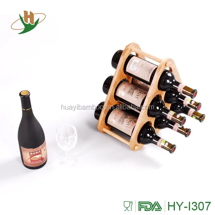 Wholesale Countertop Collection 6 Bottle Bamboo Wood Wine Bottle Rack