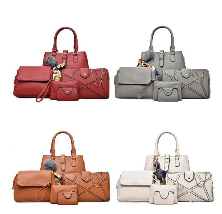 China Market Ladies Handbags Fashion Handbag 5pcs Handbag and Purse(id