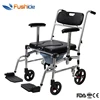 High Quality Commode Shower Wheelchair with Adjustable Armrests/Aluminum Commode Chair with Bedpan W/caster and Padded Seat