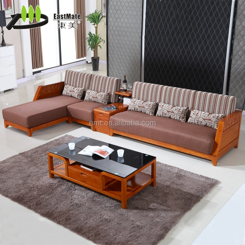 Solid Rubber Wood China Modern Design Living Room Sofa Set  Emta   Buy Living Room Sofa Set 