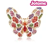 100pcs a lot Crystal Elements Colorful Rainbow Pride Mosaic Butterfly Pin Brooch