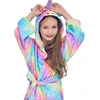 Factory Price Unicorn Bathrobe Flannel Fleece Quick Dry Cute Anminal Hood Robe for Kids