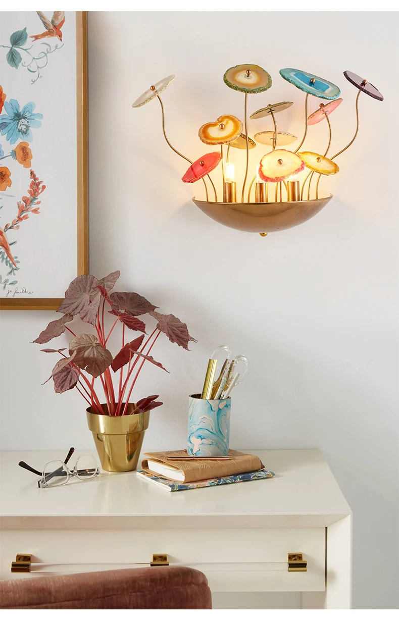 art indoor coffee shop Modern Fancy  exterior decorative wall lights  agate colorful wall lamp