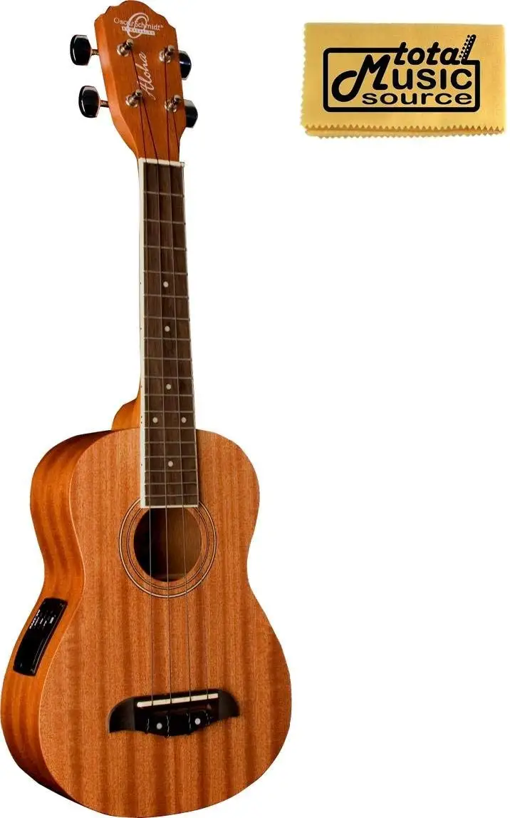Oscar Schmidt Concert Active EQ, Acoustic Electric Ukulele, OU2E w/ TMS Polishing Cloth