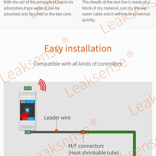 High Quality Water Leak Detection Cable 2 Core Water Leakage Sensing