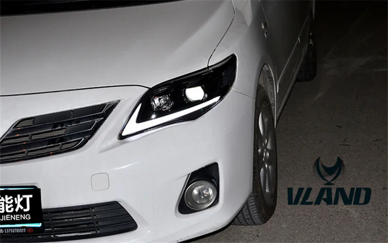 VLAND manufacturer for car head light for Corolla LED Headlight 2011 2012 2013 for Corolla head lamp in Bi-color turn signal