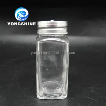 Square 90ml Clear Glass Spice Bottles 
