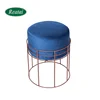 Reatai blue velvet fabric wood frame indoor lobby gold metal work bench chair on sale