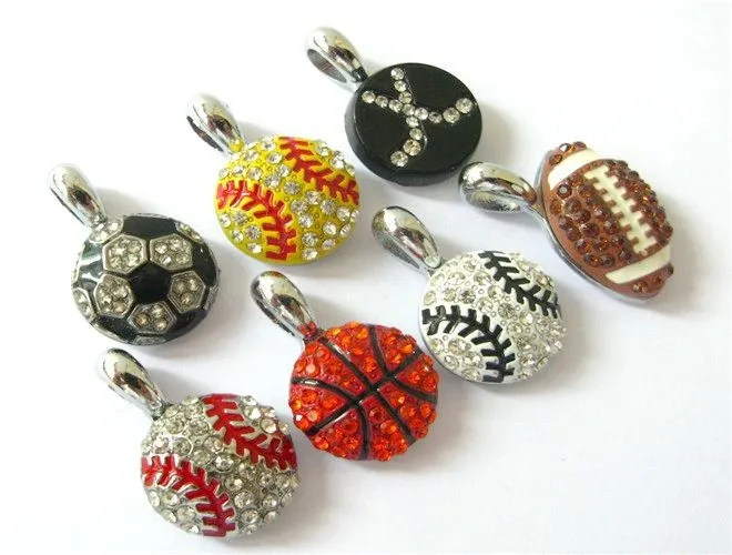 Fashion Alloy Rhinestone Sports Ball Jewelry Pendant Dangle For Women