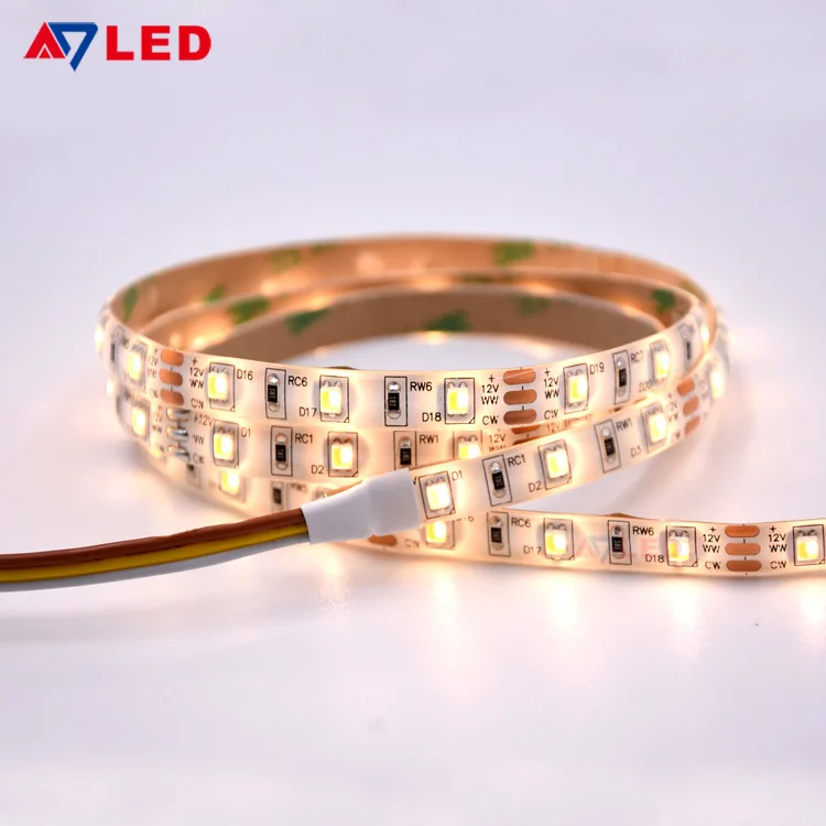 CCT 120leds/m 2835 ip20 ip65 ip68 12v 24v high density led strip smd with CE RoHS UL approve