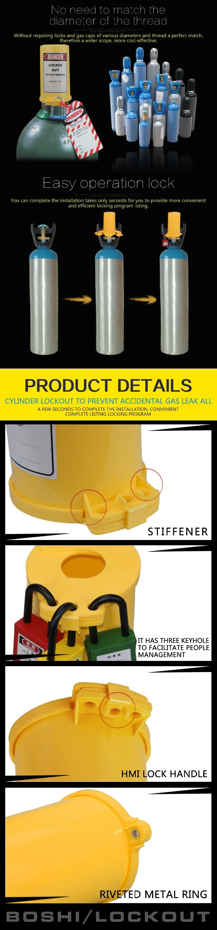 BOSHI Polypropylene Cylinder Tank Lockout BD-Q31