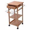 High quality natural bamboo foldable kitchen trolley with wheels