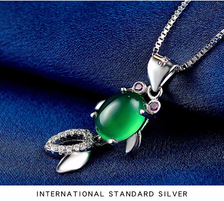 Elegant Jewelry Green Stone 925 Sterling Silver Gemstone Pendant For