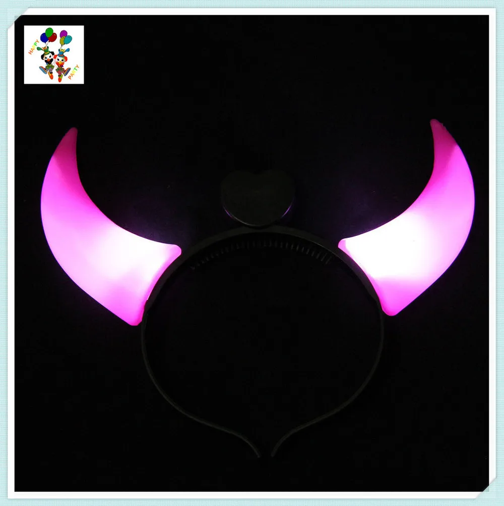 Halloween Party Costume Devil Horn Pink Led Light Up Headbands Hpc0751