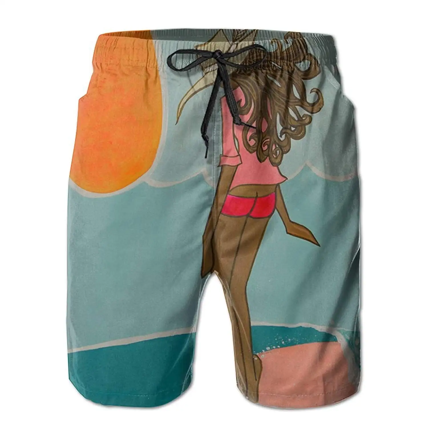 Ouxioaz Boys Swim Trunk Floral Rose Watercolor Beach Board Shorts