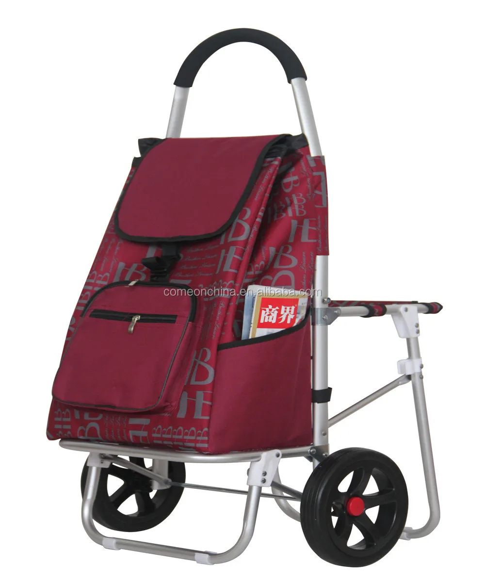 Custom Print Stair Climbing Wheeled Portable Foldable Shopping Trolley