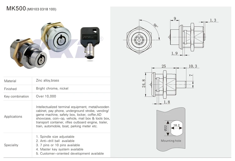 Mk500 Tubular Key System Push Button Lock Cylinder Buy Push Button