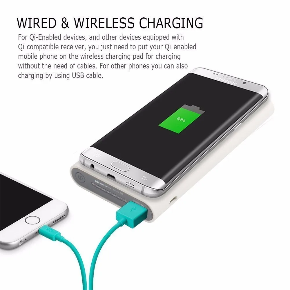 Factory Price Universal Led Flash Light 10000Mah QI Wireless Power Bank For Smart Phone - ANKUX.COM