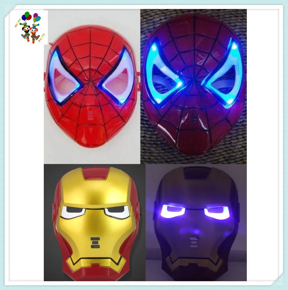 Kartun Keren Spiderman Ironman Anak Wajah Led Light Masker Hpc