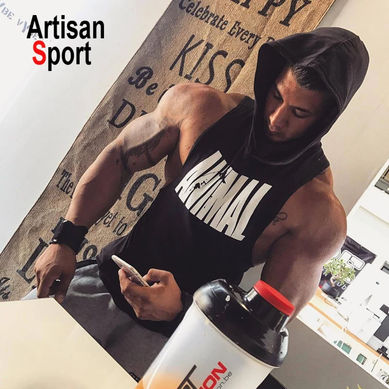 men gym wear 2019 New Men Bodybuilding Cotton Tank top Gyms Fitness Vest Sleeveless Hoodie Casual Fashion Workout Clothing