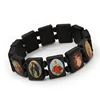 new design fundraiser value cheap promotion elastic jesus blank custom picture black wood tile wrist bracelet