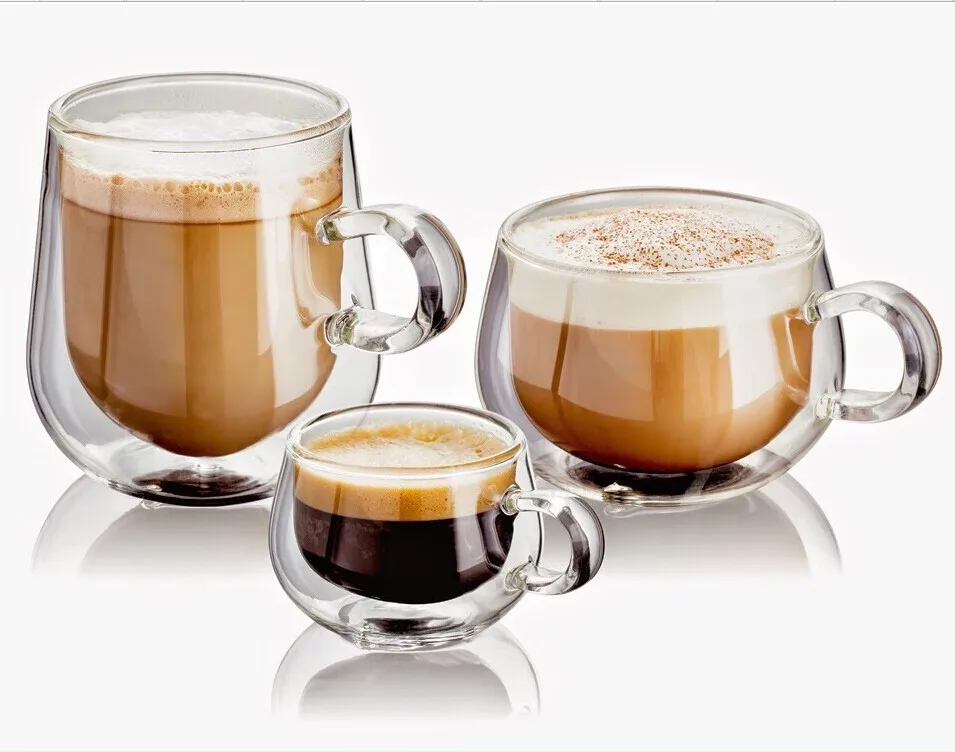 Customize 200ml Handblown Borosilicate Glass Pyrex Double Wall Clear