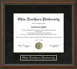 Ohio Northern University (ONU) Diploma Frame - Burl