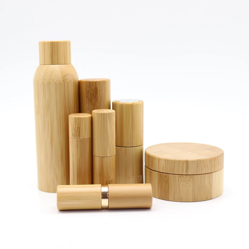 Migpack Biodegradable Wooden Cream Bottles Natural Luxury Bamboo Cosmetic Containers Packaging