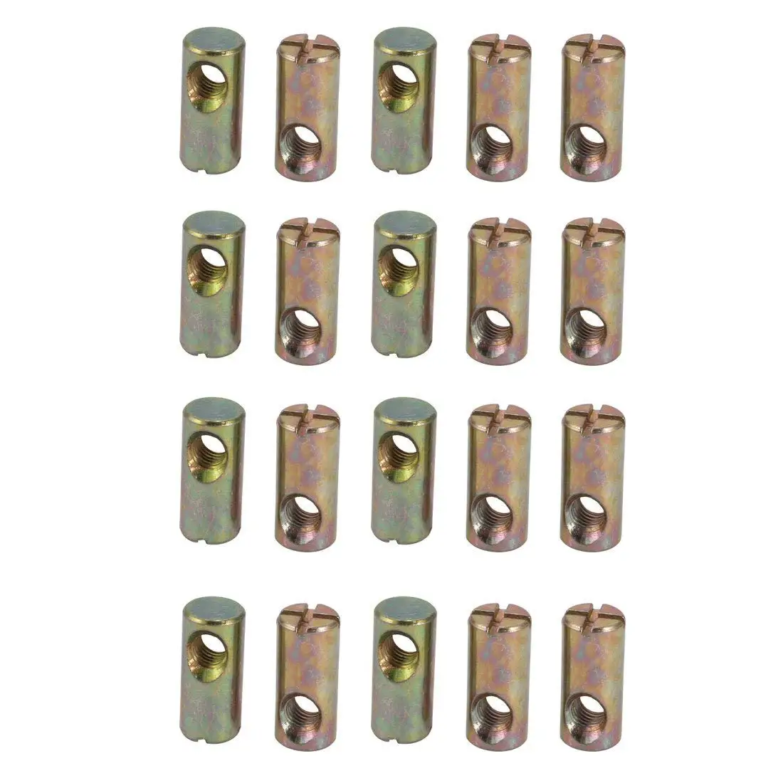 uxcell 5pcs M8x90mm Dual Hole Zinc Plated Iron Slotted Drive Cross Dowel Barrel Nut