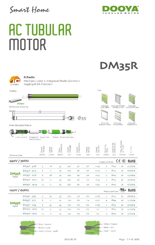 35 / 45 mm tubular motor for roller blinds