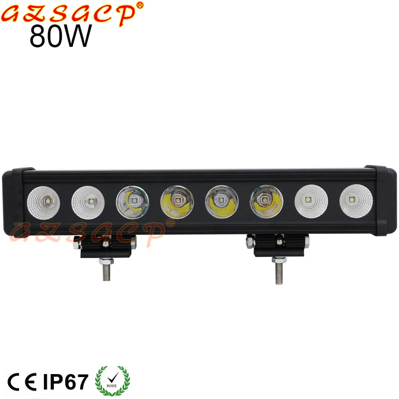 Single row straight spot 12v 24v IP67 15inch 80w offroad led light bar for 4x4 truck