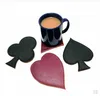 high quality pu poker heart tea cup coasters set