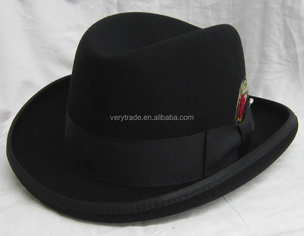 Custom WoolFelt Homburg Gangster Pimp Godfather Hat